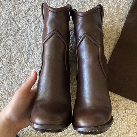 Gucci Lifford Cocoa dark brown leather boots 37.5 7 7.5 GG - Picture 4 of 16
